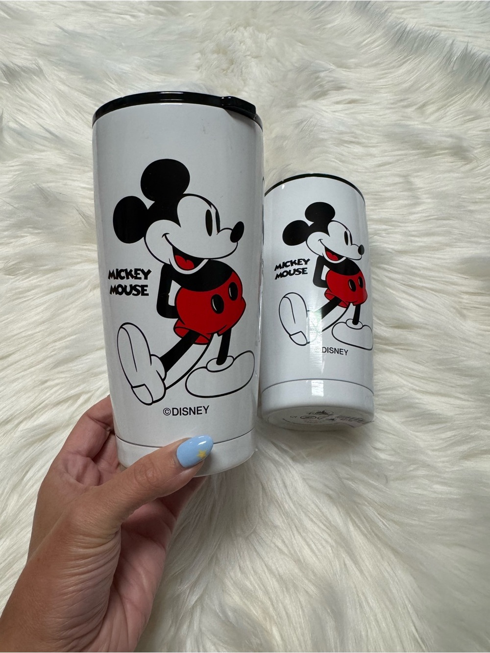 Disney Parks Mickey Mouse Stainless Steel Mug Set of Two with Lid NEW
